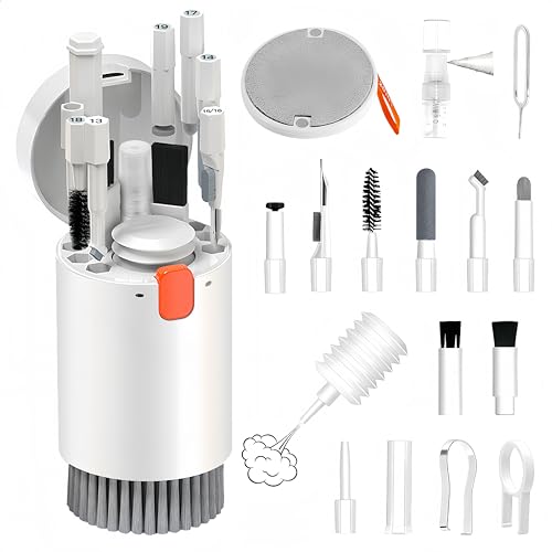 Laptop Phone Screen Cleaner Kit, Computer Keyboard Cleaning Kit, 20 in 1 Electronic Cleaning Kit with Brush and Spray Bottle for Airpods, Earbud, iPad, iPhone, Camera, Computer Cleaner (White) - color: White