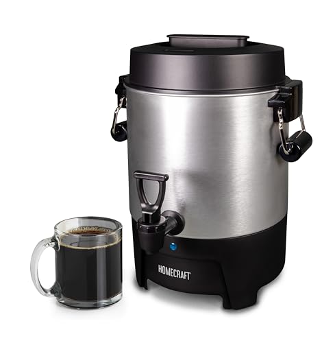 Homecraft 45-Cup Coffee & Hot Beverage Urn - Quick Brewing, Drip-Free Spout, Water Level Markings, Reusable Filter, & Carry Handles - Aluminum - style: 45 Cup Carry Handle
