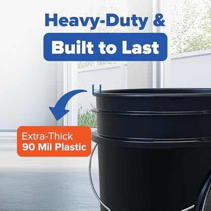 ePackageSupply 5 Gallon Plastic Bucket with Airtight Lid | Made in USA | Food Grade Bucket | BPA-Free | Heavy Duty 90 Mil All Purpose Pail | One 12" Rubber Mallet & One Lid Opener Included | 1 Pack - color: Black, size: 1 Pack