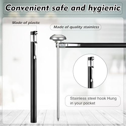 Xuhal 24 Pcs Stainless Steel Kitchen Thermometer with 5 Inch Long Stem 1 Inch Dial Thermometer Milk Frothing Food for Oven Probe Meat Grill BBQ Cooking Chocolate Water (Black) - color: Black