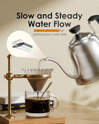 Gooseneck Kettle， Pour Over Coffee Tea Pot, Small 28oz, Brushed | Food Grade Stainless Steel, Precise Gooseneck Spout, for Camping, Home & Kitchen, Induction & Gas Applicable - style: Brushed Silver