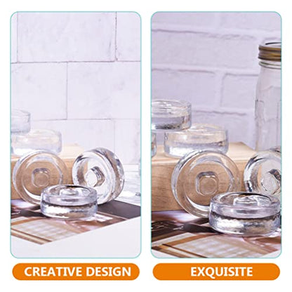 DOITOOL Fermenting Weights for Mason Jars - Glass Canning Weights with Easy Grip Handle Heavy Duty Wide Mouth Jar Lids for Pickling and Fermentation 2.75X2.75X0.98 Inch