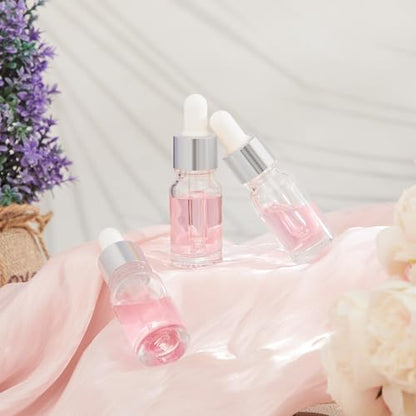 Didaey 100 Pcs 1/2/3/5/10/15 ml Mini Glass Oil Dropper Bottle Bulk, Clear Essential Small Empty Bottles Sample Containers Perfume Liquid Vials with Cap for Traveling (10 ml,Classic Silver) - color: Classic Silver, size: 10 ml