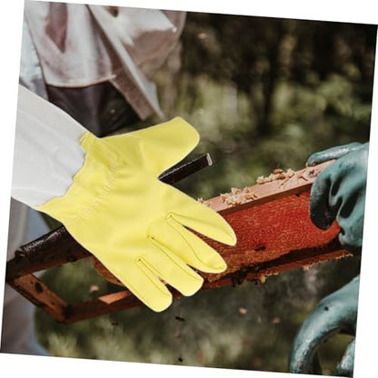 Mipcase Long Sleeve Pu Beekeeper Gloves with Elastic Cuffs Durable Ventilated Protection for Men Heavy Duty Outdoor Beekeeping Safety Gear