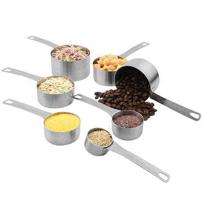 Measuring Cups and Spoons Set, Stainless Steel Measuring Cups Spoons Complete Set of 19pcs Professional Measurer Scoops Ingredients Liquid or Dry Heavy Duty Solid Measurment Cup