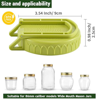 Happyiren Sprouting Lid Kit for Wide Mouth Mason Jars, 2-Pack (3.38"/86mm) | BPA-Free; One-Piece Sprouting Lids with Built-In Stand, Seed Germination Jar Sprouter Lid, Fits Wide Mouth Jars - color: Green
