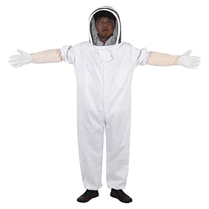 Cotton Beekeeper Protective Suit with Zipper Hat 3 Pockets, Includes Gloves for Kids and Adults Bee Keeping Safety (L) - color: L