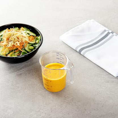 Restaurantware RW Base 1 Cup Measuring Jar 1 Durable Measuring Beaker - Metric And Imperial Units Handle With Thumb-Grip Design Clear Plastic Measuring Cup Tolerates Up To 248F - color: Clear, size: 3.75" × 3.00" × 3.75"
