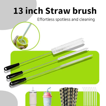 5 Pack Bottle Brush, 15in Stainless Steel Water Bottle Brush, 3 Straw Brushes, for Cleaning Baby Bottles, Sports Water Bottle, Wine Decanters, Coffee Mug, Narrow Bottle, Tumblers, Flasks, Round Head - color: 5pcs/Black