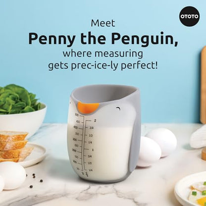 OTOTO Penny Penguin Silicone Measuring Cups for Cooking - 500ml Cute Measuring Cups for Baking, BPA-Free, Microwave Safe, Penguin Gifts, Cute Kitchen Accessories, Funny White Elephant Gifts - style: Penny