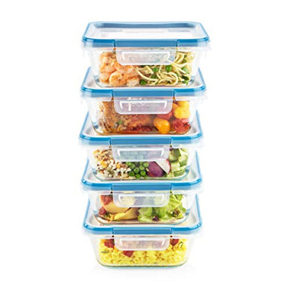 Snapware Total Solutions (10-Pack, 4 Cup) Glass Food Storage Containers Set, Airtight & Leakproof Locking BPA-Free Lids, Freezer Dishwasher Microwave Safe - size: 10 PIECE (Pack of 2), style: 4 Cup