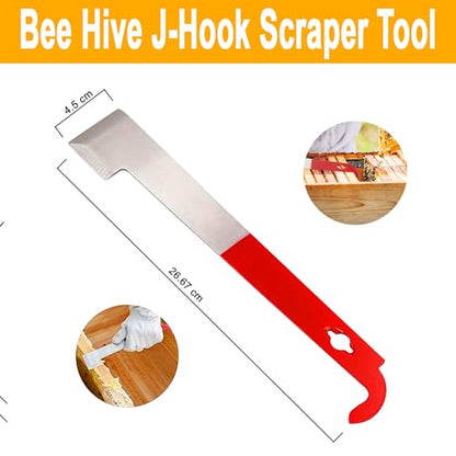 OZBEE 3 Pcs Bee Hive Tools for Beekeepers, Stainless Steel J Hook Frame Lifter & Scraper, Bee Hive Frame Grip Holder Lifter, Beekeeping Brush with Wooden Handle, Flow Hive Beekeeping Kit Accessories