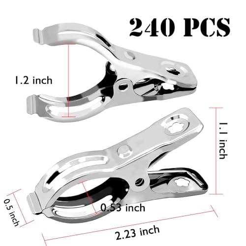 BESTEEL Upgraded 240 PCS Garden Clips, Greenhouse Clamps 100% Stainless Steel Heavy Duty Greenhuose Clips for Netting - Strong Grip to Hold Down Shade Cloth or Plant Cover on Garden Greenhouse Hoops - size: 240PCS