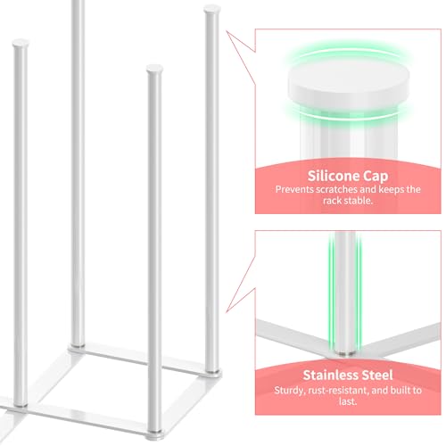 Collapsible Bottle Drying Rack, Baby Bottle Drying Rack, Foldable Cup Draining Holder, Retractable Reusable Silicone Bag Dryer with Non-Slip Bottom - Stainless Steel (White) - color: White