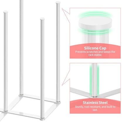 Collapsible Bottle Drying Rack, Baby Bottle Drying Rack, Foldable Cup Draining Holder, Retractable Reusable Silicone Bag Dryer with Non-Slip Bottom - Stainless Steel (White) - color: White