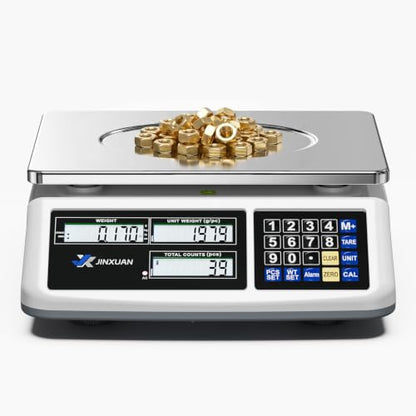 Counting Scale (66lb/30kg, 0.1g), lb/oz/g/kg Industrial Parts Scale with Dual LCD Display, Digital Inventory Scale for Small Parts Coins Pieces Tickets, Precision Gram Scale with Alarm Mode - style: 30kg x 0.1g with 3 Displays