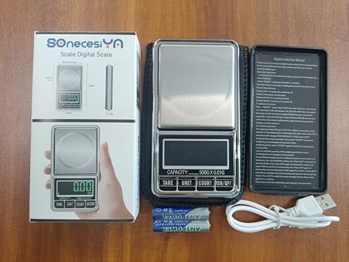 Pocket Scale Digital Jewelry Scale 500g 0.01g Accuracy USB Rechargeable Portable Mini Gram Scale Small Food Scale for Gold Coin Coffee Spice, Batteries Included, with Leather Case - size: 500g