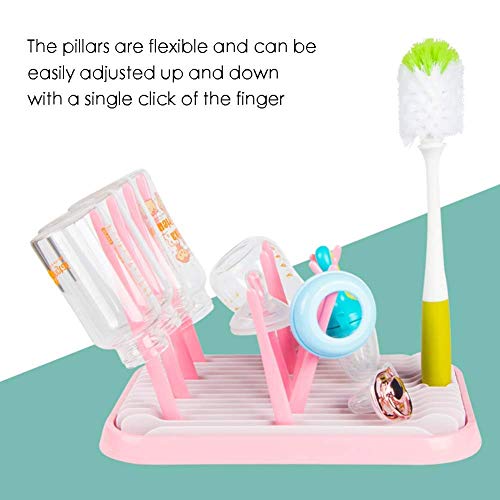 Baby Bottle Drying Rack Dryer Space Saving Travel Holder for Pump Cup Accessories(Pink) - color: Pink
