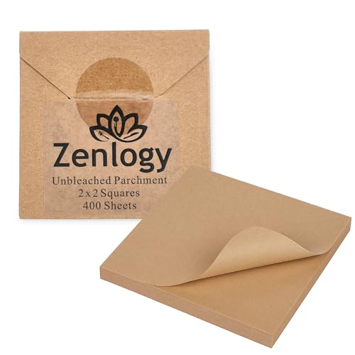 Zenlogy Unbleached Parchment Paper Squares 2x2 (400 Sheets) - Perfect for Storing Freezing Separating Baking Diamond Painting - size: 2x2 - 400 Sheets