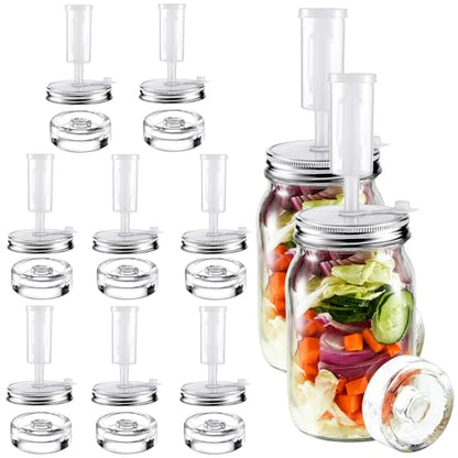Tessco for you 8 Set Fermentation Kit, Wide Mouth Fermentation Lids and Weights, Airlocks and Silicone Rings for Mason Jars Making and Storing Sauerkraut Probiotic Food (No Jars)
