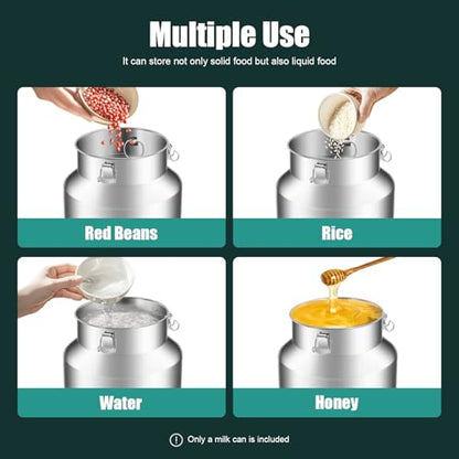 35L/9.3gal Milk Can with Spigot - 304 Stainless Steel Water Dispenser Food Storage Container for Liquid & Dry Goods, Wine Pail Bucket Metal Tote Jug for Kitchen, Farm - size: 35 liters (9.3 gallons)