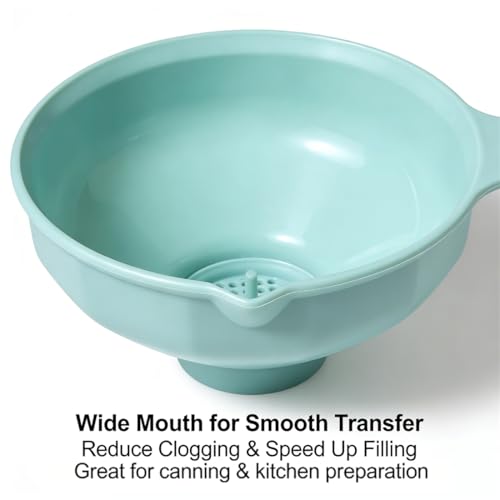 Kitchen Funnel Set with Strainer - Wide Mouth Canning Funnels for Kitchen Use Filling Bottles, Food Grade Plastic Small and Large Funnel for Liquid Transfer, Mason Jars