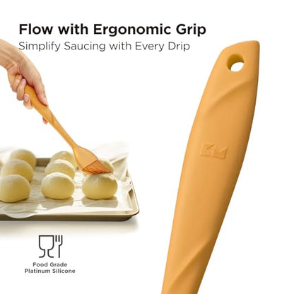 Kitchen Mama WaltzGrip Platinum Silicone Basting Pastry Brush, Yellow | Heat-Resistant, For Cooking, Baking, Grilling, Spreading Oil or Butter, Dishwasher-Safe - color: Yellow