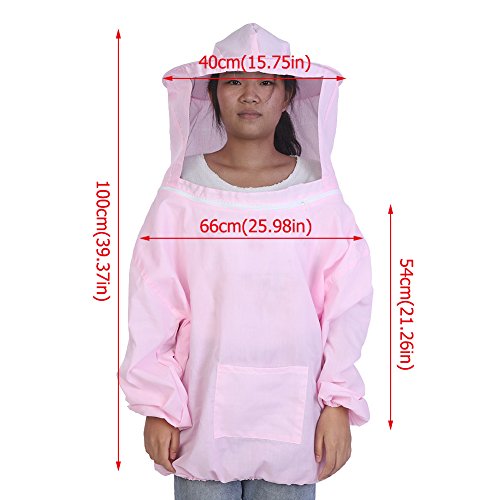 Beekeeping Suit,Apiarist,Beekeeping Jacket with Sheepskin Gloves & Ventilated Fencing Veil Hood,Professional Beekeeper Suit Outfit,Protective Suit Bee Keeping Equipment(Pink)