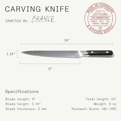 Made In Cookware - Carving Set (Includes Carving Knife and Fork) - Crafted in France - Full Tang with Black POM Handle
