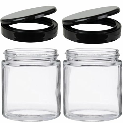 Jarming Collections Mason Jars - 16 oz Glass Extra Wide Mouth Pint Storage Jars with Black Flip Snap Lids - Made in USA - color: 2 Black Flip Plastic Lids-16 OZ