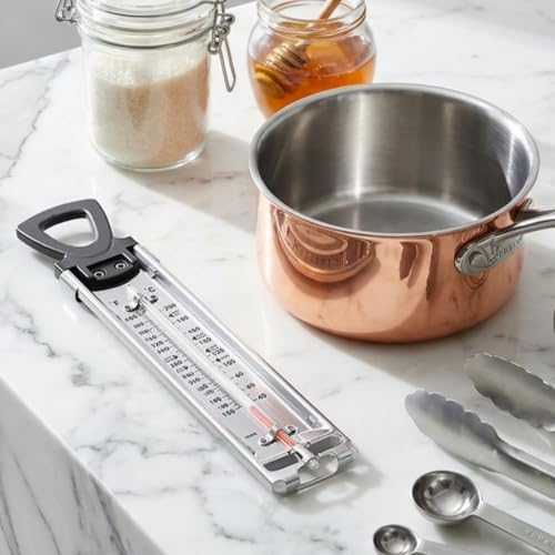 Pro Candy Thermometer & Deep Fry Thermometer, Stainless Steel with Pot Clip, Dual Scale C/F (100-400F), Hands-Free, Easy to Read for Candy, Jam, Oil, Sugar Cooking