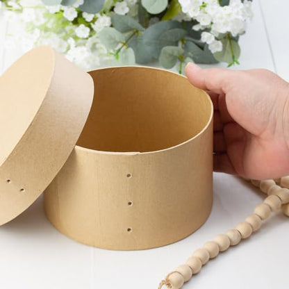 Factory Direct Craft Pack of 4 Paper Mache Round Shaker Style Boxes - Premade Unfinished Papier Mache Cardboard Shaker Boxes Imitate an Old Fashion Bent Band Cheese Box (Size: 5-7/8"Dia x 3-5/8" H) - color: 4 Round Shaker Boxes