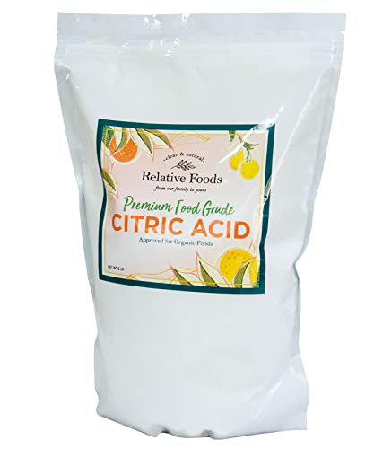 Relative Foods Citric Acid Powder Food Grade – 5 lb - Pure Citric Acid for Cooking, Canning, Bath Bombs & More - Non-GMO, Gluten-Free, No Additives - Resealable Bag - size: 5 lb