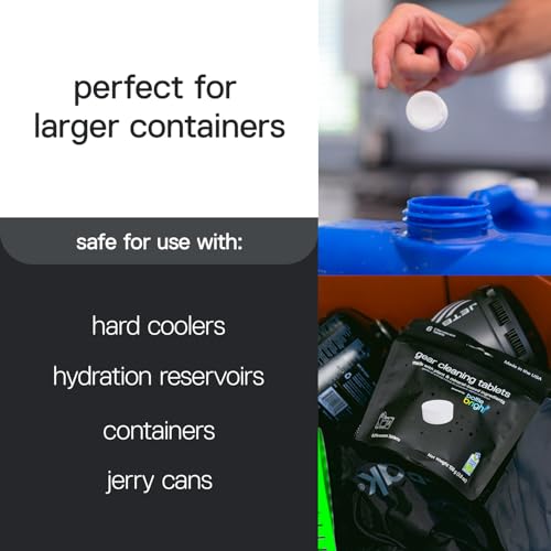 Gear Cleaning Tablets by Bottle Bright (6 or 20 Count) - EPA Safer Choice Certified - Hydration Reservoir, Large Container & Water Storage System Cleaner - size: 1 Count (Pack of 6)