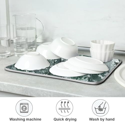 Winter Forest Scenery Dish Drying Mat for Kitchen Christmas Tree Snow Xmas Microfiber Drying Mats Absorbent Reversible Dish Pad Large Dish Draining Mat 18x24 inch - size: 18" x 24"