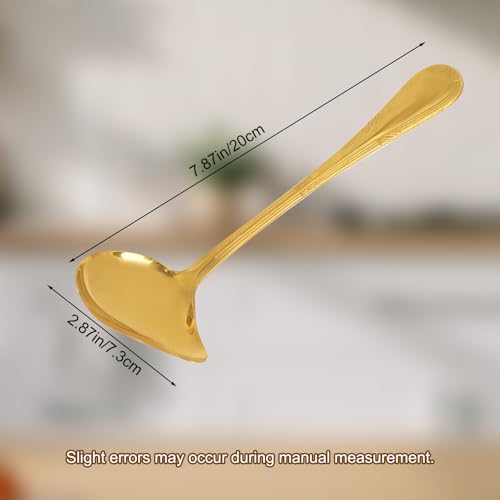 3pcs Sauce Ladle with Pouring Spout, Gold-Colored Stainless Steel Gravy Pour Ladle Spoon Sauce Drizzle Metal Punch Spoon with Spout for Serving Soups Spooning Gravies Dressings Kitchen Utensil