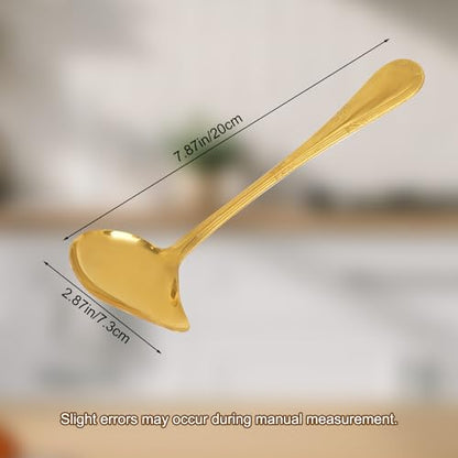 3pcs Sauce Ladle with Pouring Spout, Gold-Colored Stainless Steel Gravy Pour Ladle Spoon Sauce Drizzle Metal Punch Spoon with Spout for Serving Soups Spooning Gravies Dressings Kitchen Utensil