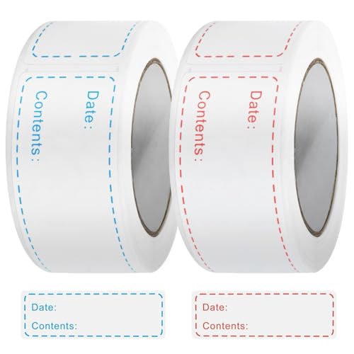 BLISKO 300 Pcs Freezer Labels 2 Colors (Red & Blue), 1x3 Inch Food Date Labels Stickers, Color-Coded Kitchen Labels for Containers, Waterproof, No Residue, Easy Peel for Meal Prep Labels, Jars, Bags - size: 300 Pcs Labels (1 x 3 Inch) (2 Color)