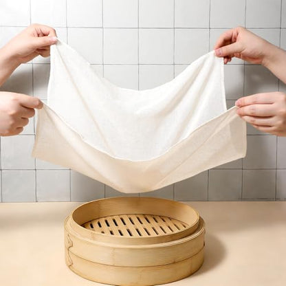 7 PCS Reusable Natural Pure Cotton Cheese Cloths, Natural Pure Cotton Steamer Cloth (18.5x18.5 Inch), Unbleached Cottons Fine Mesh Muslin Cloths Used for Cooking, Juicing, Steaming, Butter Making