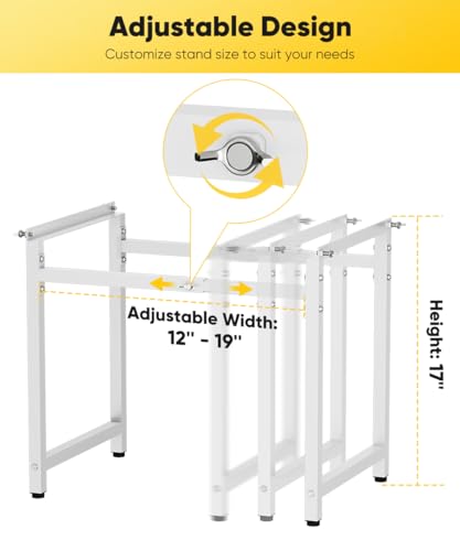 Mondazie Adjustable Metal Bee Hive Stand with 120-Inches Strap for 8 & 10 Frame Beehives Box, 12 to 19 Inches Width Beehive Frame Holder, Heavy Duty Flow Hives Stands Base for Beekeeping, White - color: White - Standard