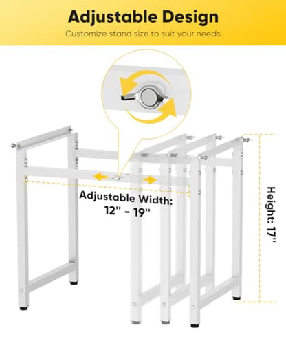 Mondazie Adjustable Metal Bee Hive Stand with 120-Inches Strap for 8 & 10 Frame Beehives Box, 12 to 19 Inches Width Beehive Frame Holder, Heavy Duty Flow Hives Stands Base for Beekeeping, White - color: White - Standard