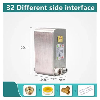 24/32/38 Plates Heat Exchanger Beer Wort Chiller Cooler 304 Stainless Steel 1/2 for Home Hot Water(32 Different Side) - size: 32 Different Side