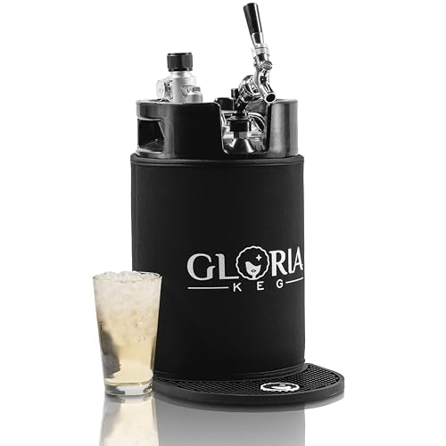Gloria 10L (2.6 Gal) Mini Keg, Pressurized Keg for Drinks, with Tap System, Co2 Regulated, Stainless Steel - size: 10L