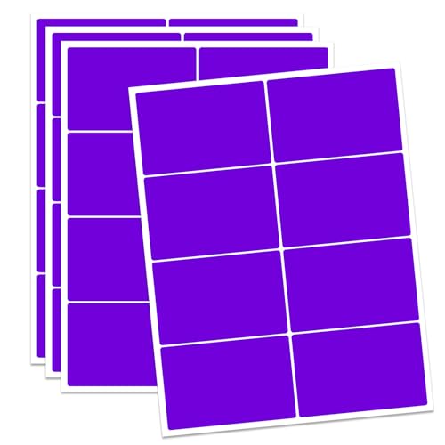 Ououstate Removable Colored Labels Stickers 3" x 2" Moving Stickers Labels for Storage Bins to Write on 8 Large Price Tote Stickers for Small Business - 256 Pack - color: Purple