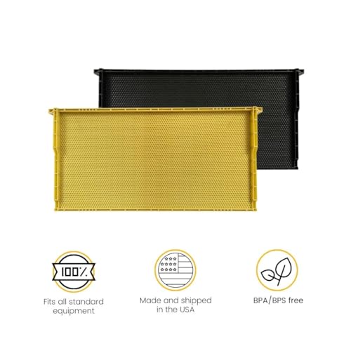 Waxed Plastic Frames for Beehives | Standard Size 9 1/8" Frames | Natural Color | Durable Beekeeping Supplies | Case of 30