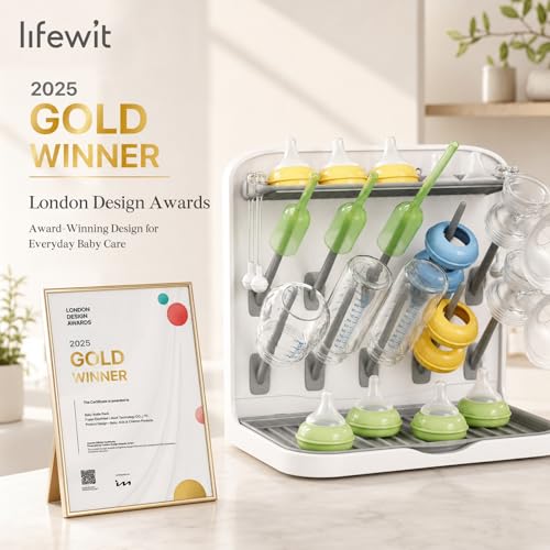 Lifewit Baby Bottle Drying Rack with 10 Hooks, Newborn Essentials Must Haves, Bottle Storage Organizer for Countertop, Cabinet, Rack Dryer Holder for Pacifiers, Pump Parts, Baby Stuff - size: Medium-10 Hooks