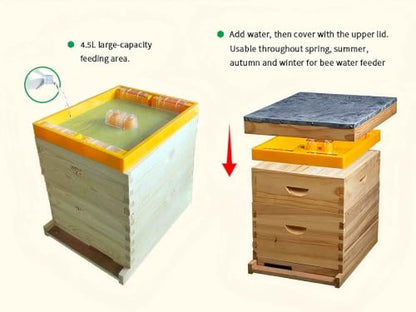 Beehive Top Feeder with 6-Way Water Access Extra Full Spare Parts - 1.2 Gallon Water Top Feeder for Langstroth 10 Frame Beehive