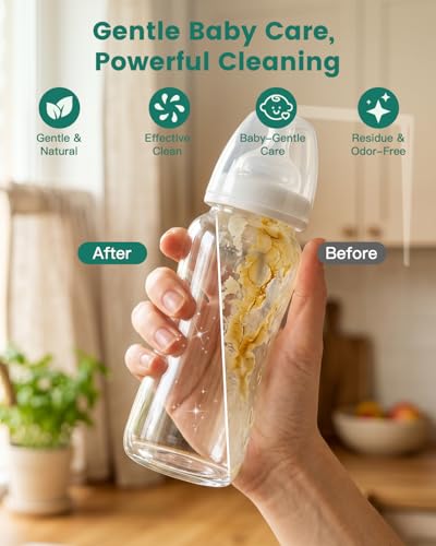 Bottle Washer Detergent Tablets 60PCS Effective for Milk Residue | Compatible with Momcozy, Baby Brezza, Grownsy & All Brands, Cleans Odor, Safe for All Baby Bottles - size: 1 Count (Pack of 60)
