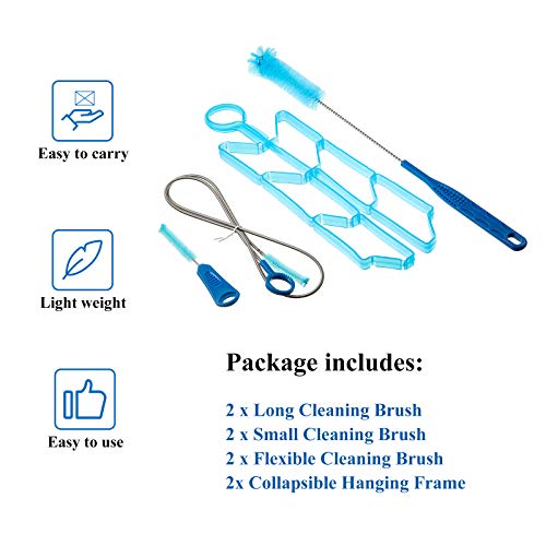 Patelai 8 in 1 Hydration Bladder Cleaning Kit Includes 3 Different Brushes and Drying Collapsible Bladder Frame, Water Reservoir Backpack Cleaning Kit - color: Blue