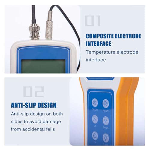 Lab Food PH Meter, Portable Digital Tester Acidity Meter, LCD Display, Temperature Compensation, PH Measurement Range 0.00~14.00, for Skin Food Soil Fruits Meat